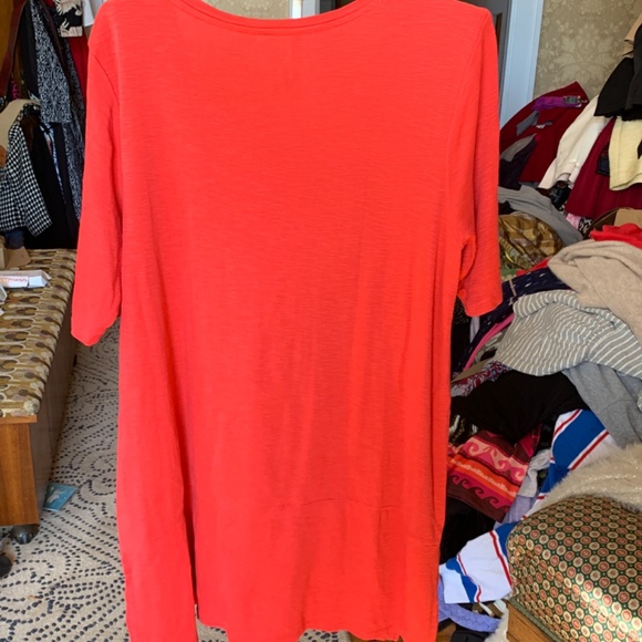 J jill Pima dipped hem tunic in orange red. Worn 2x - Picture 6 of 6